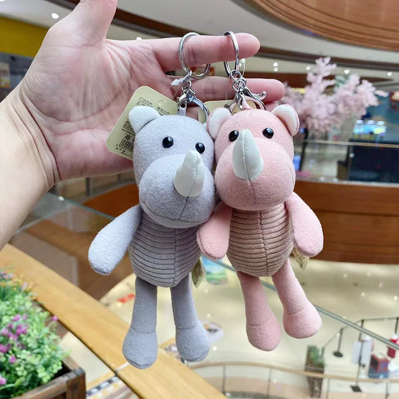 New Lovely  delicate  Plush doll rhinoceros keychain pendant cute doll bag pendant couple small gift plush toy