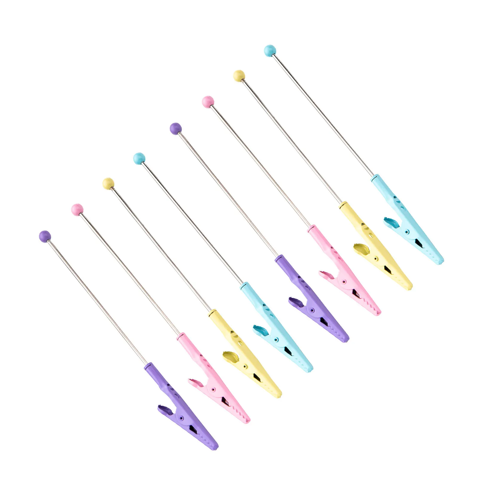 8Pcs Beads End Alligator Clips 5.5 Inch Colorful Long-Tailed Wire Memo Clamp Photo Desk Organizer Craft Display Holder