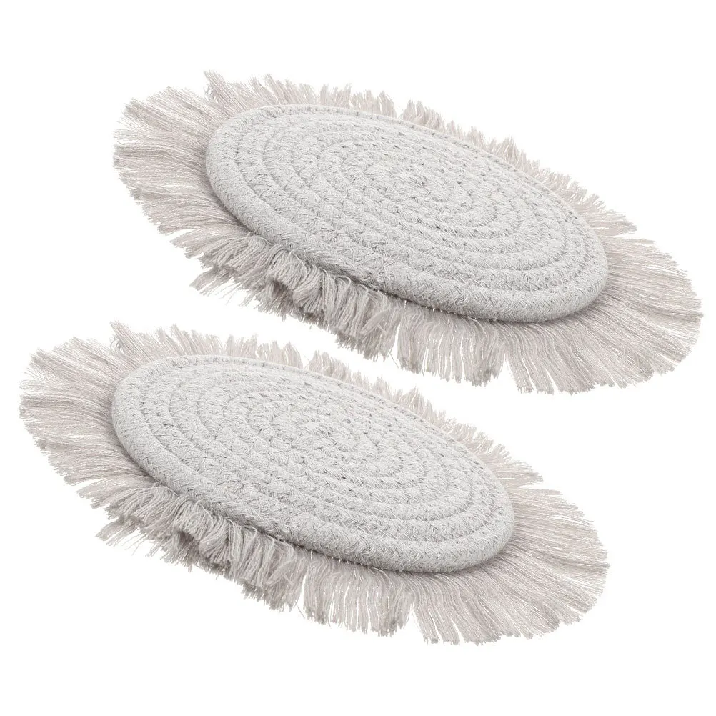 2 قطعة المفارش القطن المنسوجة الحرارة معزول كوستر مجموعة للأكواب الأواني مكافحة تحرق حماية الجدول تصميم تحديد الموقع المستديرة