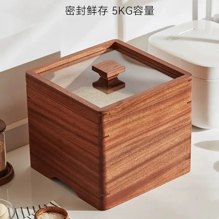 Solid wood rice barrel insect-proof and moisture-proof sealed household kitchen rice tank grain storage barrel noodle barrel 510