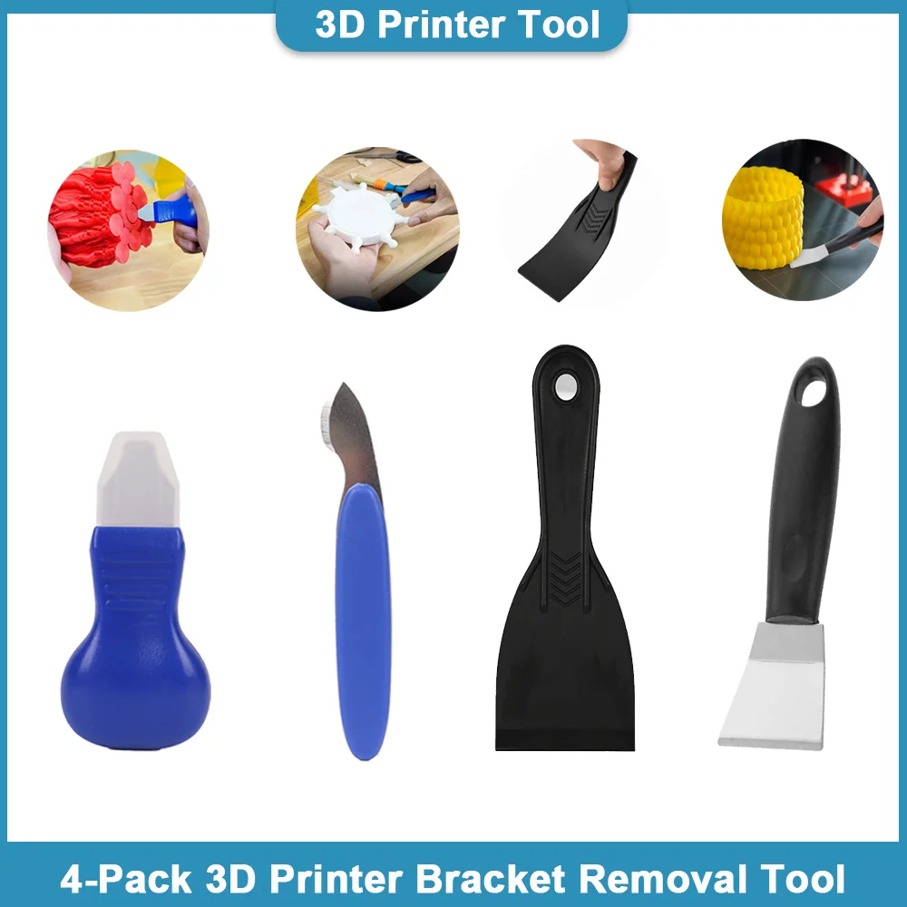 4-Pack 3D Printer Bracket Removal Tool | Set for PLA, ABS, and UV-Curing Model Materials - 3D Printer Accessories