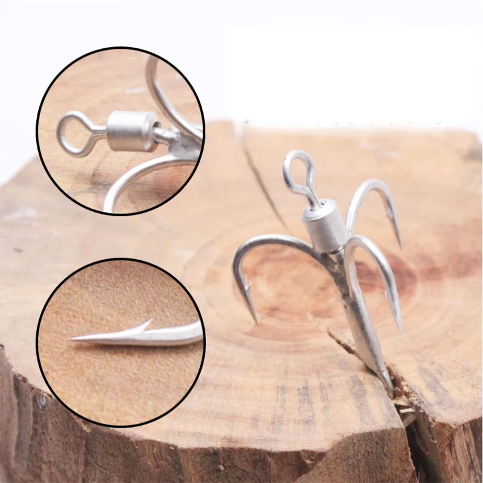 5 Stück Schweiß-Dreifachhaken mit rotierenden Pailletten Angelhaken DIY Fischhaken Pesca Zubehör Metall-Jig-Assist-Haken – Detail 4
