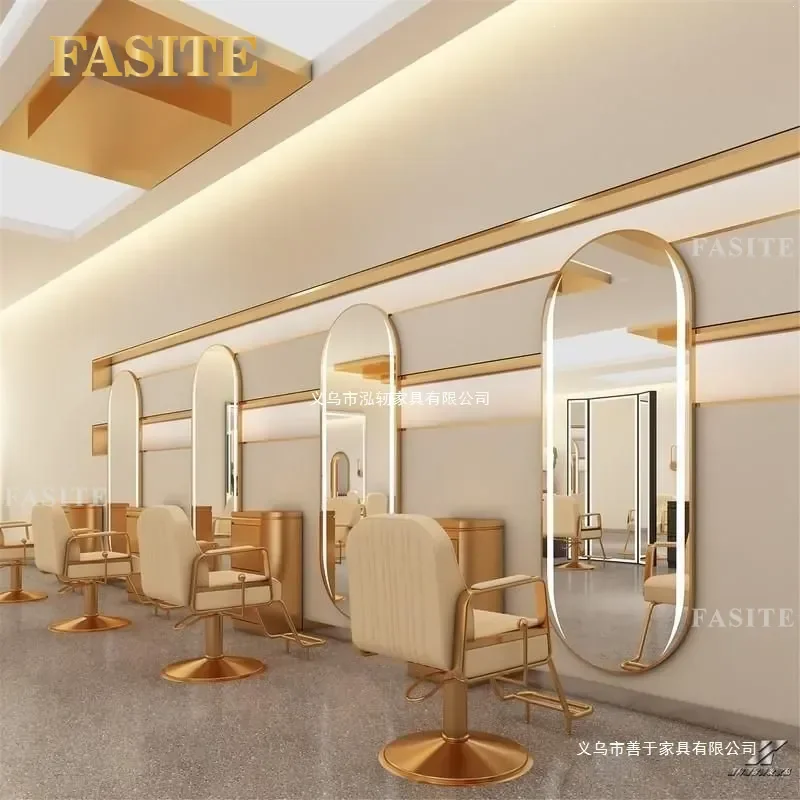 For Hair Wall Hanging Mirror with Light Single Sided Makeup Vanity Table Simple Metal Free Dressing Mirror for Home