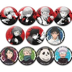 Round Anime Brooches Jujutsu Pins Itadori Yuji Kugisaki Nobara Gojo Satoru Geto Suguru Zenin Maki Badge Bag Accessories Gifts