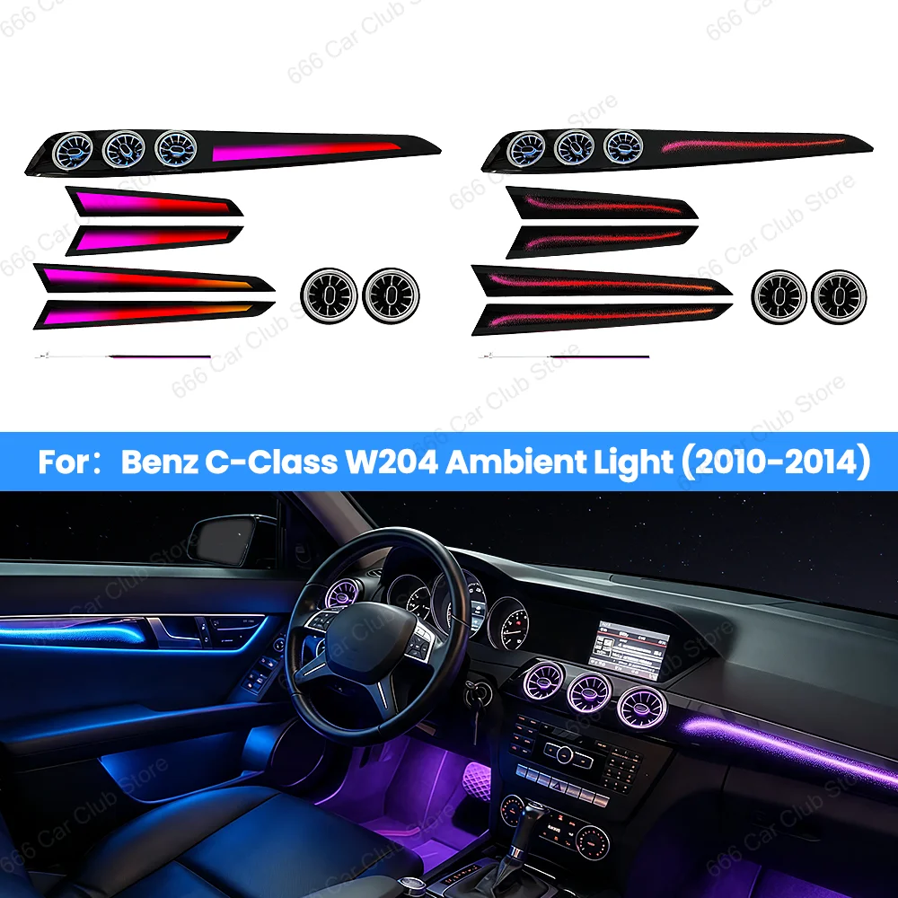 LED Vent Colorful Galaxy Style Atmosphere Light For Mercedes Benz C-Class W204 Car Automotive Interior SupplRGB Fantasy Colors