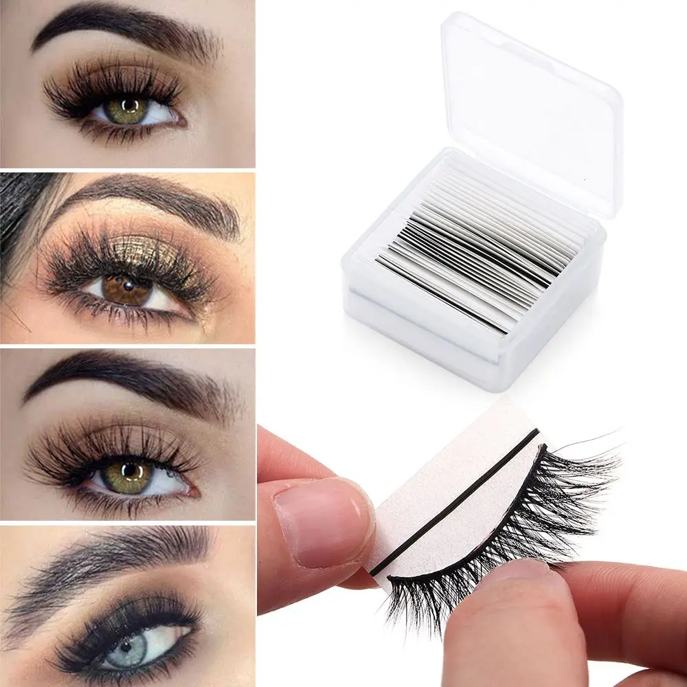 34 unids/caja gran oferta fácil de usar herramientas de maquillaje de ojos hipoalergénicas reutilizables tira de pestañas postizas sin pegamento autoadhesiva