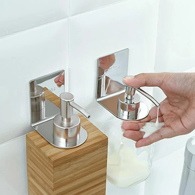 Soap Bottle Holder Or Hands Sanitiser Dispenser Storage Rack Wall Mounted Bracket Kitchen Supplies Punch-free Bathroom Shelf New