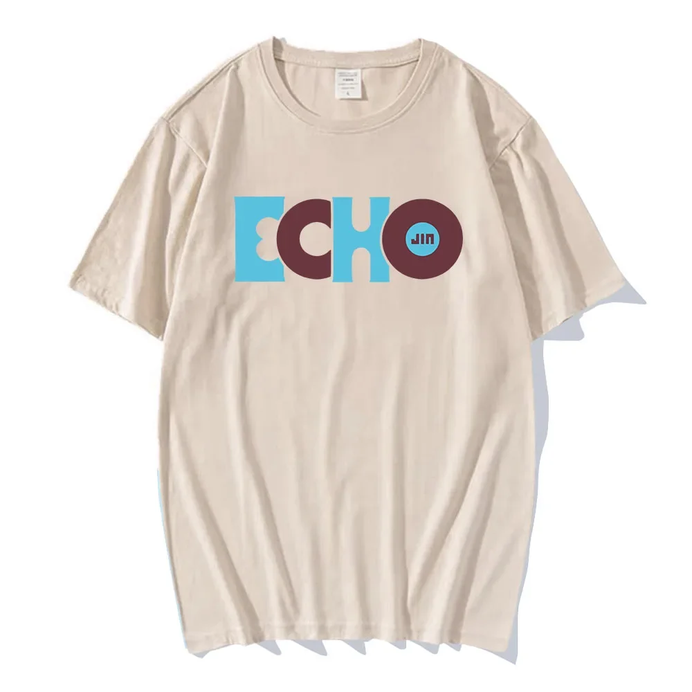 الكورية IdolJin صدى ألبوم منفرد تي شيرت قصير الأكمام القطن فضفاض بلايز للذكور موضة كوريا نمط الجرافيك تي شيرت الرجال تيز #2