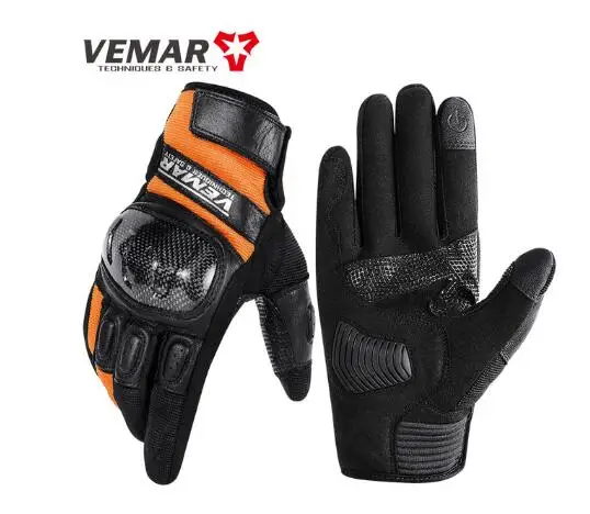 Motorcycle Gloves Vemar Summer Mesh Guantes Off Road Enduro Motorbike Accessories Glove Motorcyclist Men Orange Black Luvas Gift