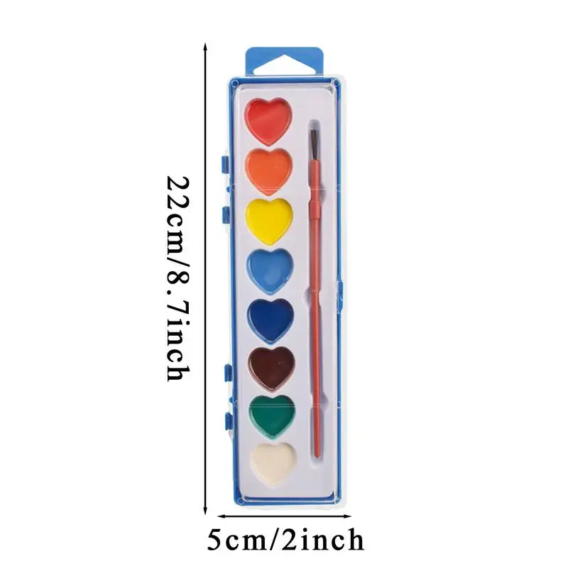 สีน้ําสําหรับเด็ก 8 สีรูปหัวใจสีน้ําชุดพู่กัน PARTY Favors ศิลปะและหัตถกรรมสําหรับ