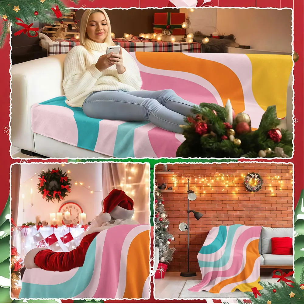 Wave Flow Winter Summer Flannel Blanket Throw Fleece Soft Fuzzy Plush Cozy Fleece Blankets for Sofa Ideal Gifts