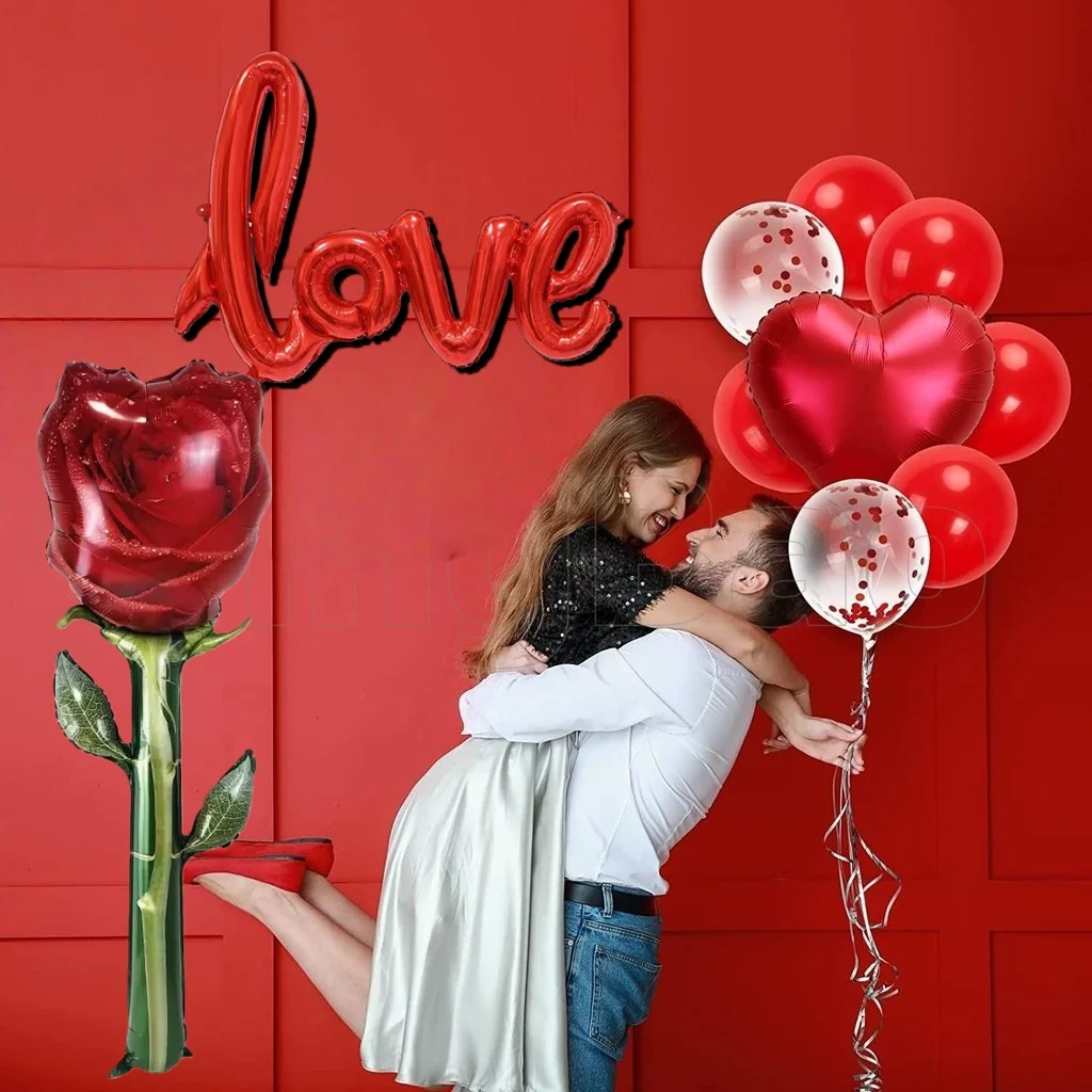 كبير 132 سنتيمتر زهرة الورد مع 108 سنتيمتر رابط الحب احباط بالونات لعيد الحب الزفاف المشاركة الذكرى رومانسية حفلة ديكو #5