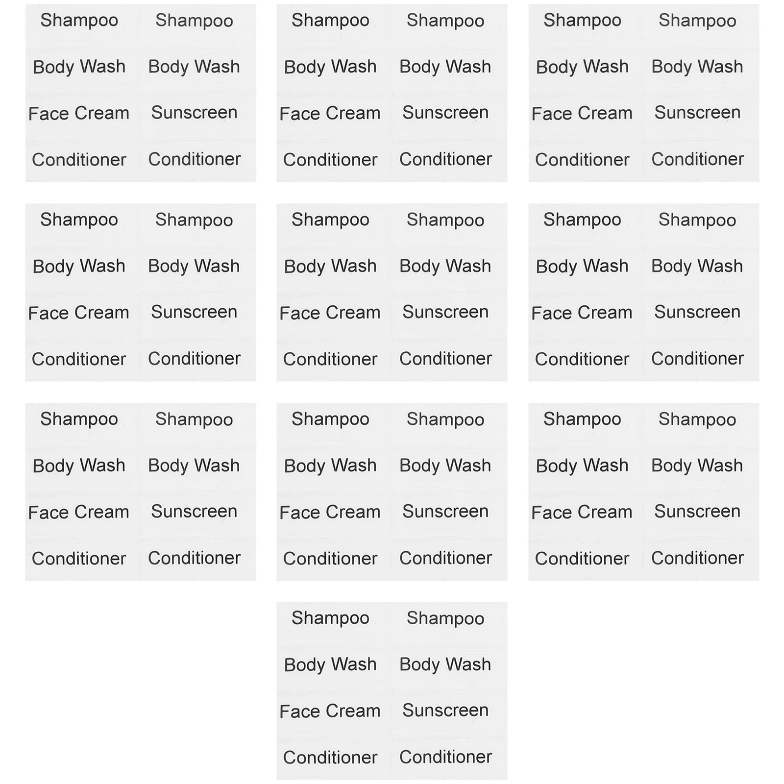 

10 Sheets Beauty Organization Labels for Travel Skin Care Refillable Bottles Stickers Cosmetics Classification