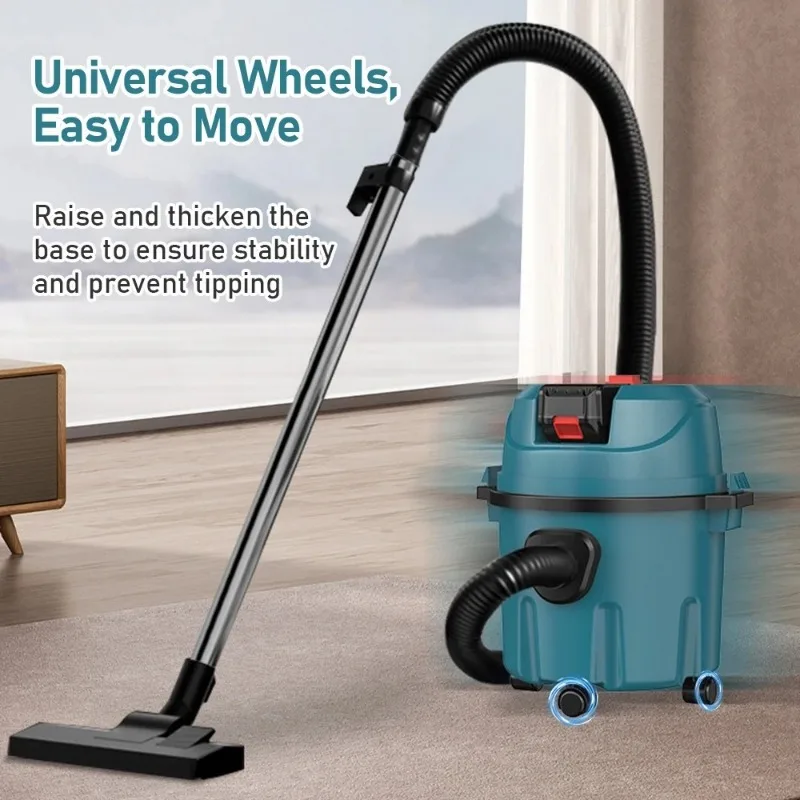 Industrial Wet Dry Vacuum Cleaner Rechargeable Cleaning Machine 15L Cordless Shop Vacuum for Job Site/Warehouse/Car Washing