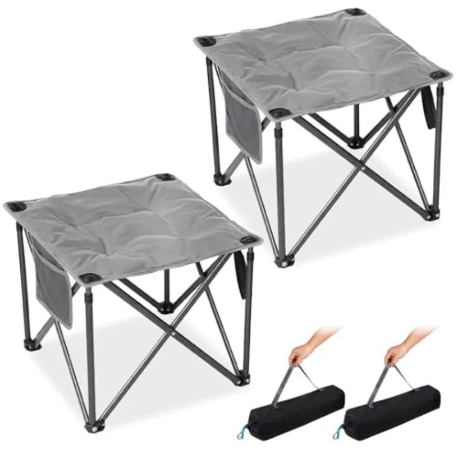 

Oversized Camping Stool for Adults 2 Pack Thick Padded 18.1 Inch Folding Ottoman Foot Rest with Heavy Duty 440 Lbs Capacity Ant