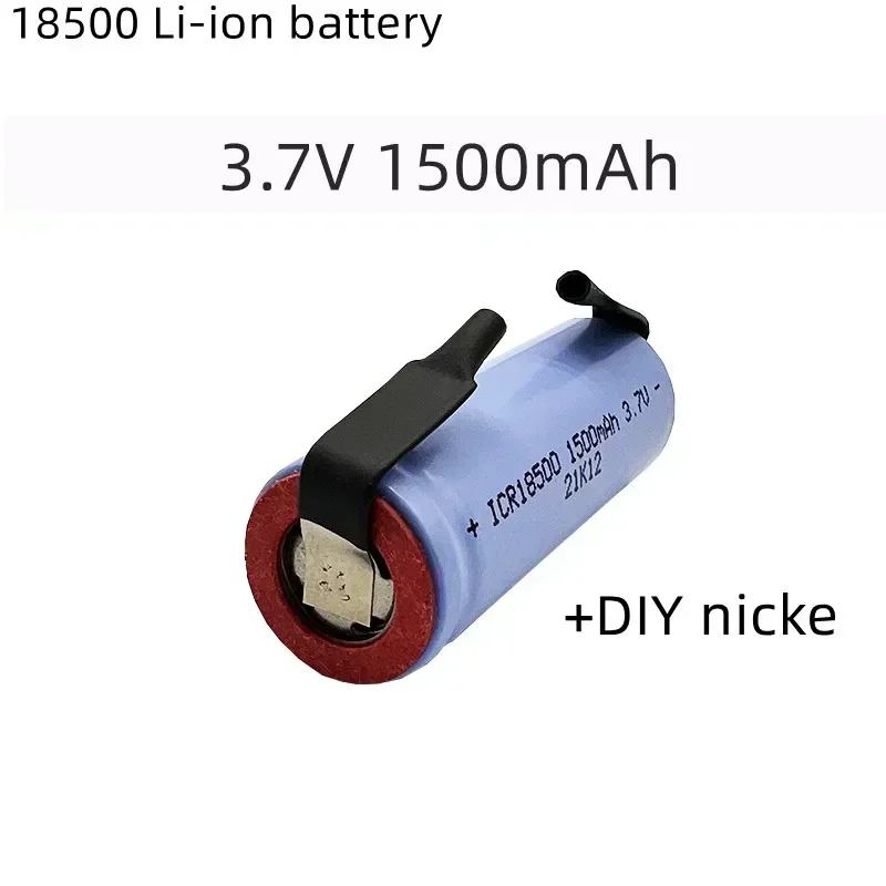 Batterie Li-Ion Rechargeable 18500, 3.7V 1500mAh, légère et de grande capacité, + feuille de Nickel à faire soi-même