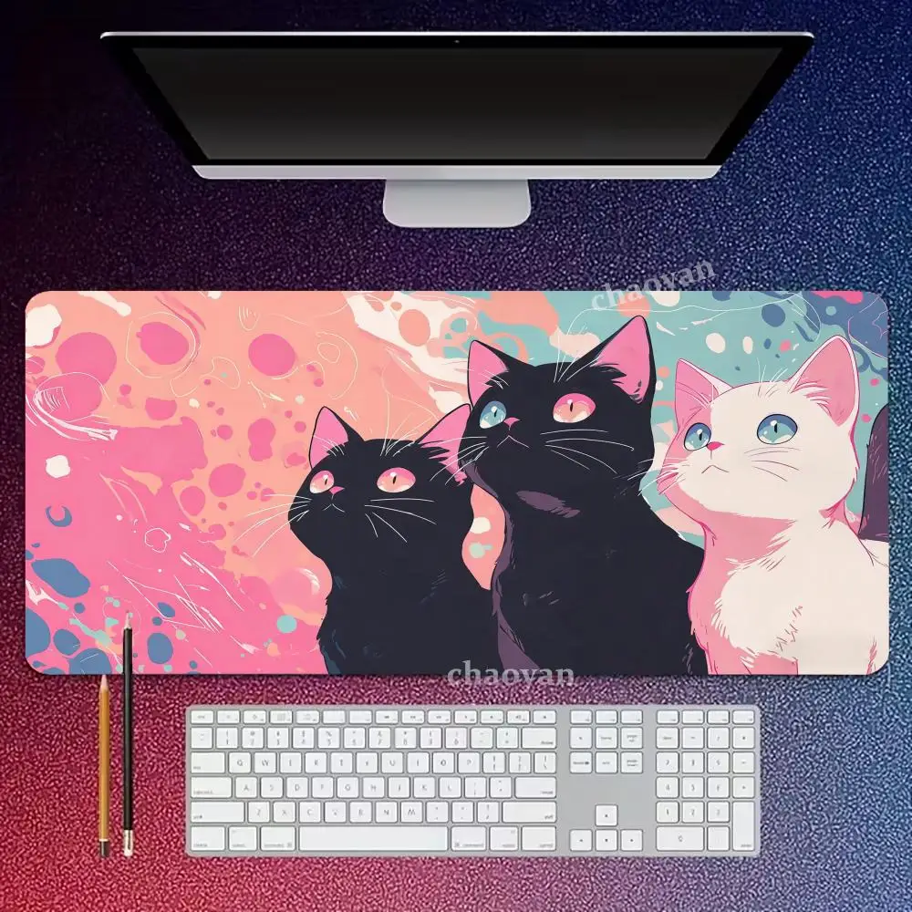 

Three cat Mouse Pad Mouse Pad Large Computer Office Game Table Mats XXL Rubber Anti-slip Gaming Keyboard Mousepads Long Desk Pad