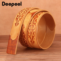 1Pc Deepeel 3.8*110-125cm Embossed Genuine Leather Belt Body First Layer Cowhide Male Designer Headless Crafts Adults Belts