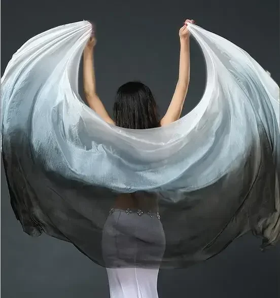 Wholesale Real Silk Belly Dance Silk Veil For Belly Dancers Hand Throw Shawl 250*114cm(98.4*44.8