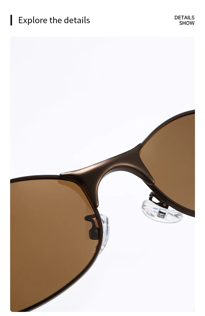 Polarisierte Y2k Ovale Sonnenbrille Rechteckiger Edelstahlrahmen Sonnenbrille für Männer Frauen UV400 Retro Mode Katzenaugen-Brille – Detail 15