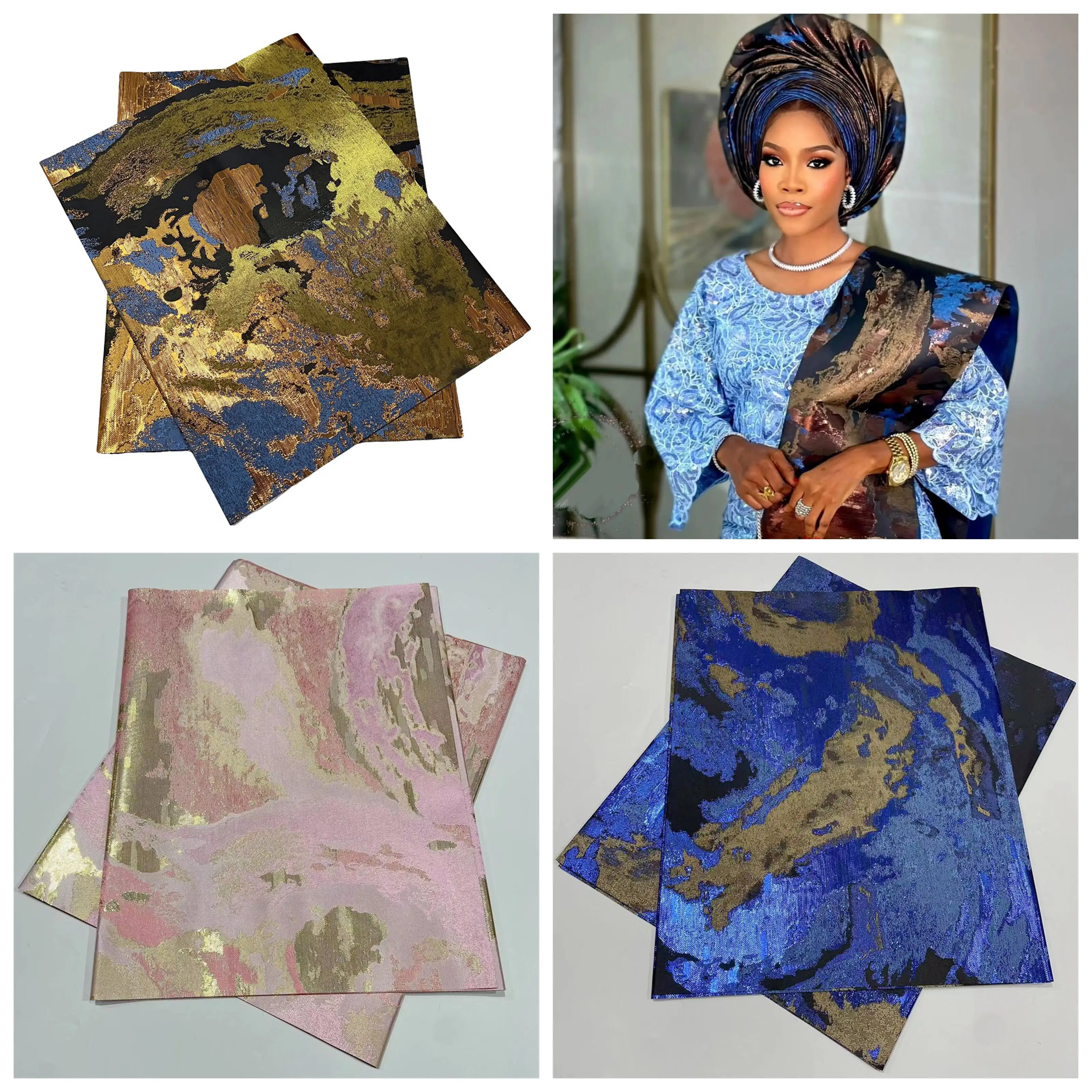 African Thick Grandmaster Luxury Swiss 3D Sego Gele Headtie For DIY Auto Gele And Ipele Turban Cap Head Wrapper 2pieces/Pack
