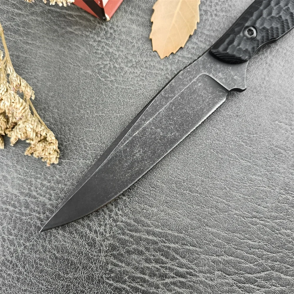 NEW Tactical Straight Fixed Knife D2 Black Stonewashed Blade G10 Handle with Kydex Sheath Sharp Outdoor Camping Knives EDC Tool