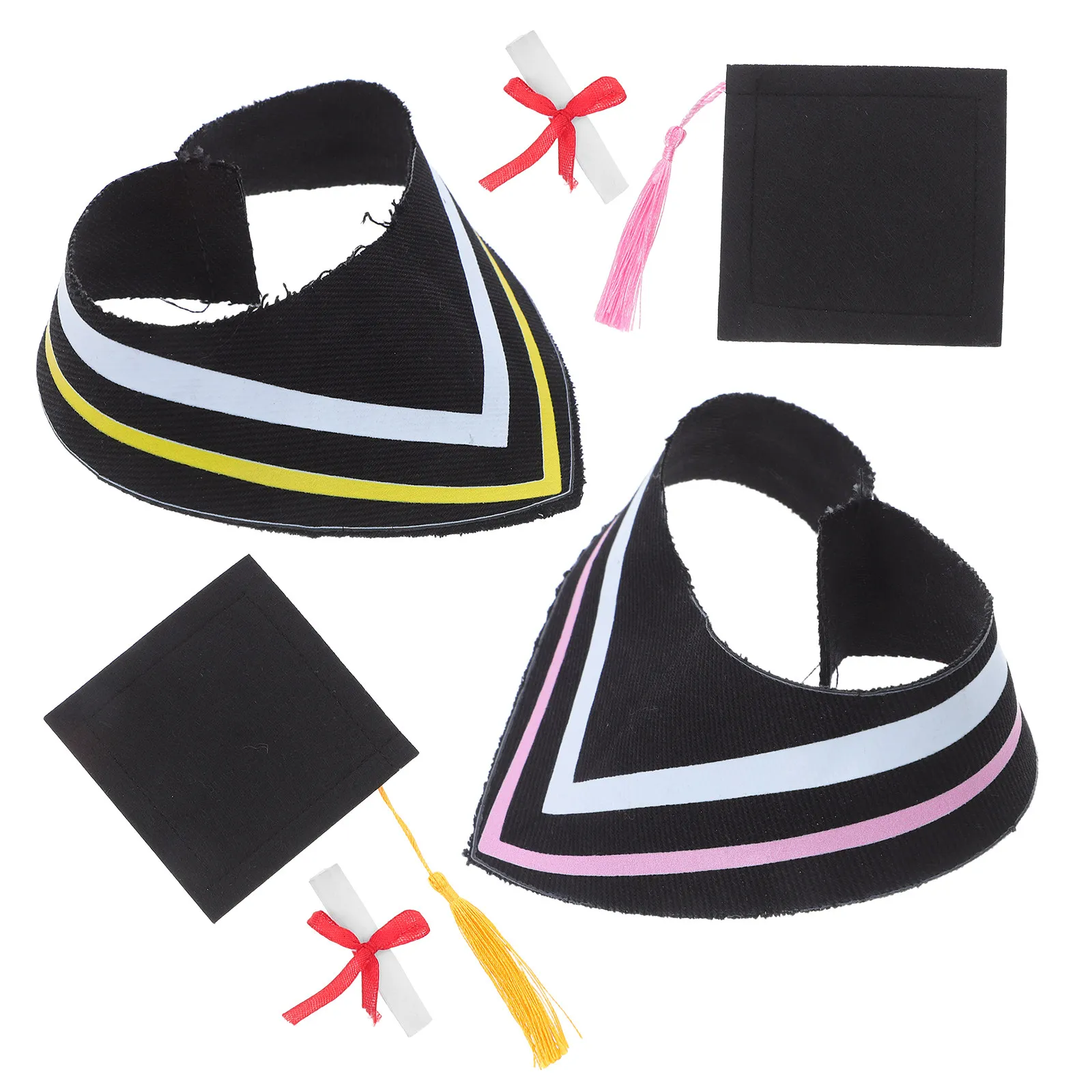 2Sets Graduation Bear Costume Elegant Outfit Collar Cap Replacement for 30Cm Stuffed Animals Graduation Party Decoration