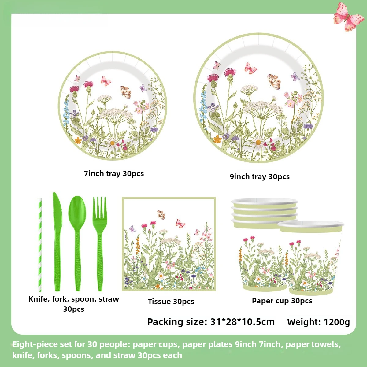 240 stks Lente Bloemen Verse Wegwerp Papier Servies Wildflower Plaat Verjaardagsfeestje Decoratie Feestartikelen Party