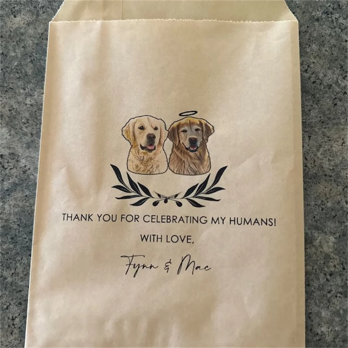 

25 PCS Wedding Treat Bags, Pet Wedding Custom Photo, Goodie Bags, Candy Bar, Doggie Bag, Thank You Celebrating My Humans, Bridal