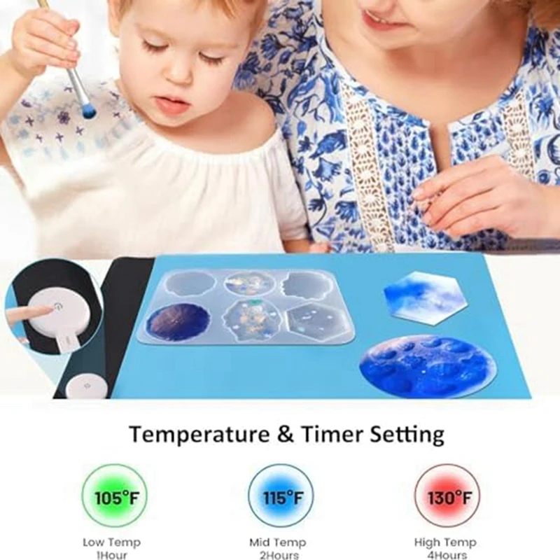 Resin Heating Pad, Fast Resin Curing Machine With Timer And Lid 4 Hours Auto Shut Off Drying Pad Silica Gel