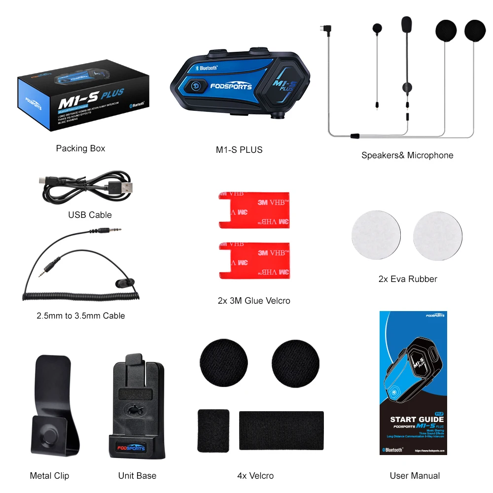 Fodsports M1-S Plus Muziek Delen Motorhelm Intercom voor 10-rijders Draadloze Bluetooth intercomunicador Luidsprekers Intercoms - afbeelding 1