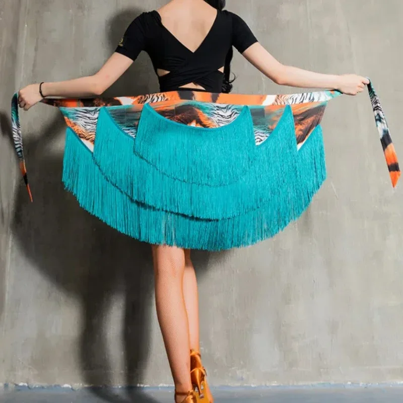 Jupe ronde à imprimé Léopard pour femmes, jupe courte extensible à pampilles, danse latine, tango, salle de Rh, Security ew,