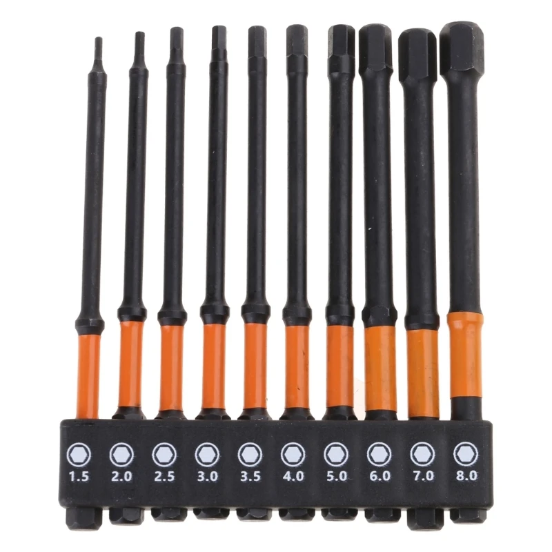 

10Pcs Impacts Head Wrenches Drill Bit Set 1/4" Shank Steel Bit Set Tip with Magnetism Screwdriver Bit Dropship