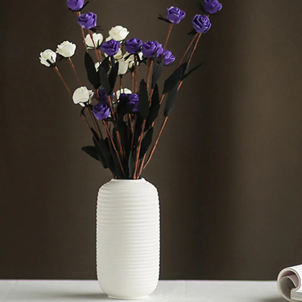 

Ceramic Vase White Porcelain Elegant Glazed Finish Vase for Home Office Decor Decorative Ceramic Vases Flowers