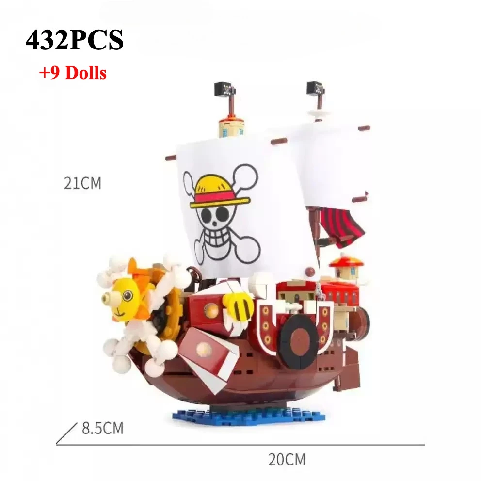Een Stuk 1484 pcs/432 Stuks + 9 Poppen Duizend Zonnige Boot Blokken Cartoon Piratenschip Bricks Set speelgoed voor Kinderen Kerstcadeaus