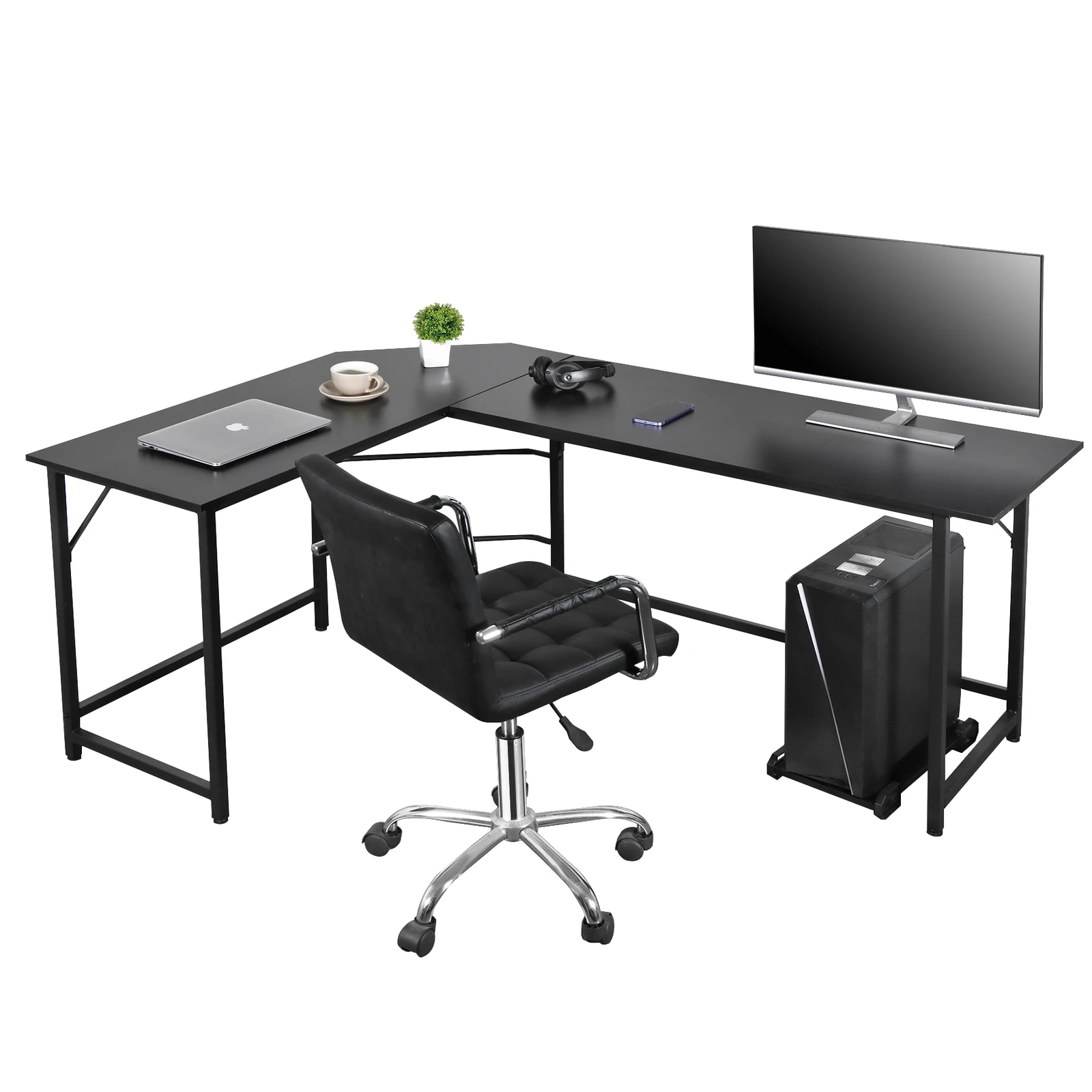 L Shaped Desk Corner Computer Gaming Laptop Table Workstation Space Saving Home Office Study Room Modern Adjustable Height