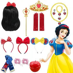 Disney Blancanieves accesorios para bebé niña, vestido de fiesta de carnaval, accesorios de Cosplay, diadema, guantes, collar, trajes de princesa