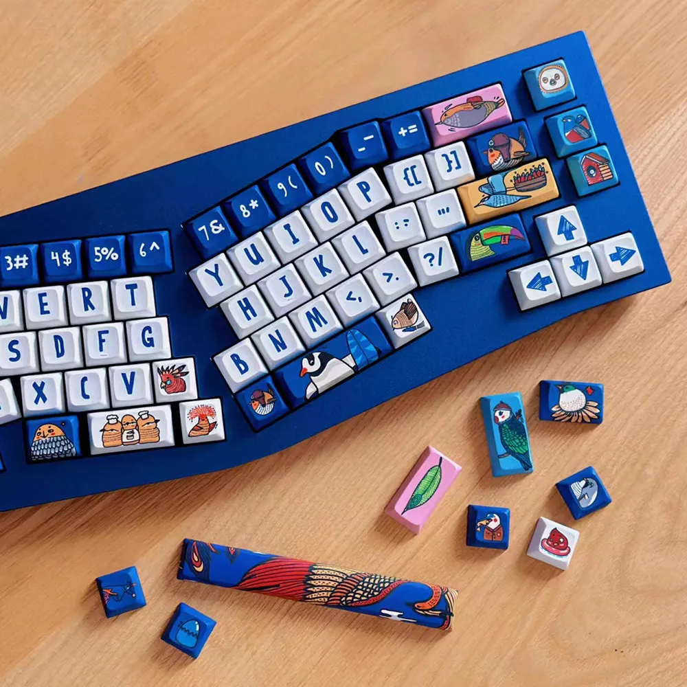 

Cute Bird Theme Keycaps Set PBT Cherry XDA KCA Profile Customize Original Artisan Keycaps for Mechanical Keyboard Accessories