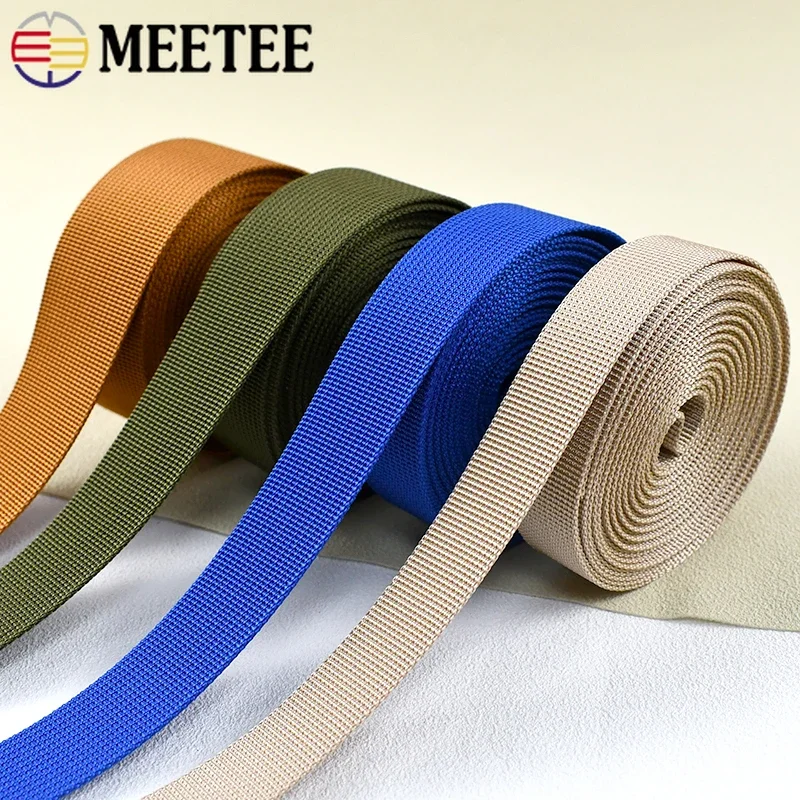 Meetee-Fita de Nylon Webbing para Bag Strap, Mochila Band, Cinto de segurança, Fita de bagagem, Acessórios de costura DIY, 20mm, 25mm, 32mm, 38mm, 50mm, 5m