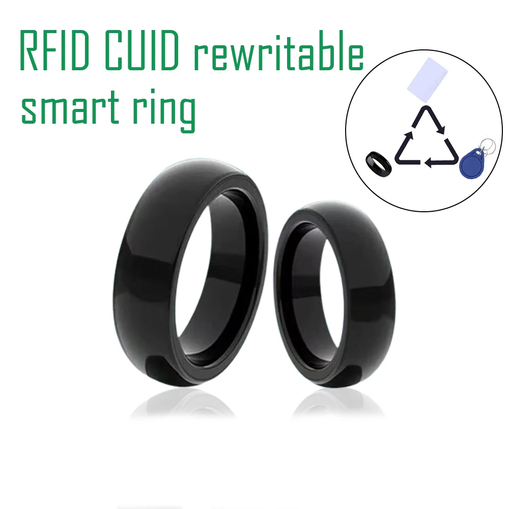 Ultra-thin Waterproof Smart Chip NFC Ring RFID 13.56mhz Rewritable Tag IC Badge Clone Cuid Key Copy Available Access Control