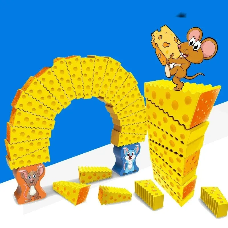 Jogo de empilhamento de mouse e pinguim – Desafio de bolo oscillante e bloco de gelo, brinquedo de equilíbrio familiar para diversão de mesa