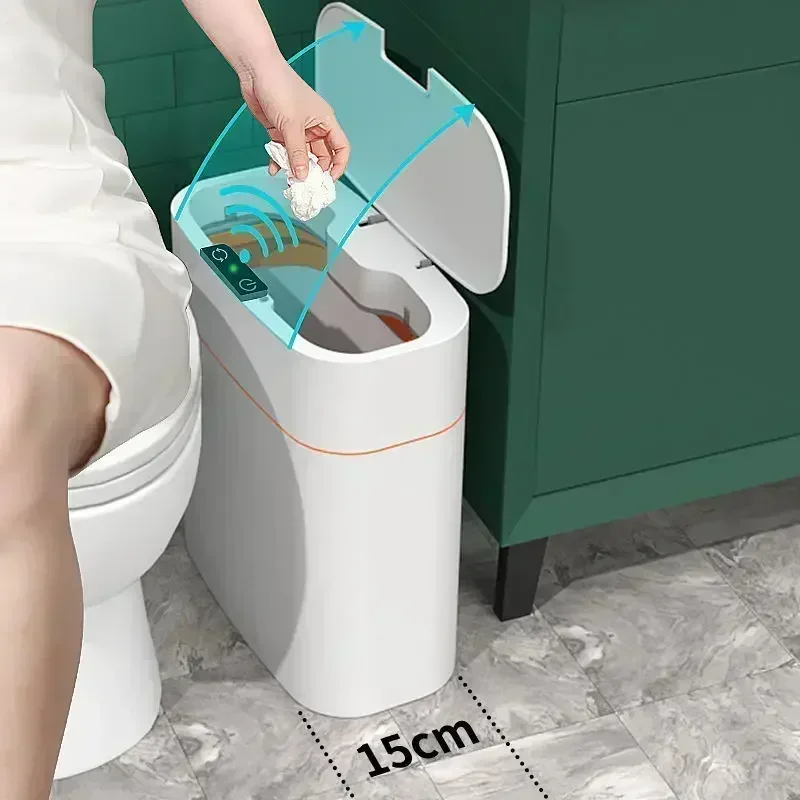 Kitchen Trash Bin 13L Bathroom Touch Trash Can In The Toilet Smart Garbage Bucket Waste Bins Dustbin Smart Trash Can Kitchen