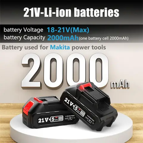 마키타 18V 21V 전동 공구용 21V 2000mAh 5C 파워 충전식 리튬 이온 배터리 (EU/US/AU/UK 플러그)