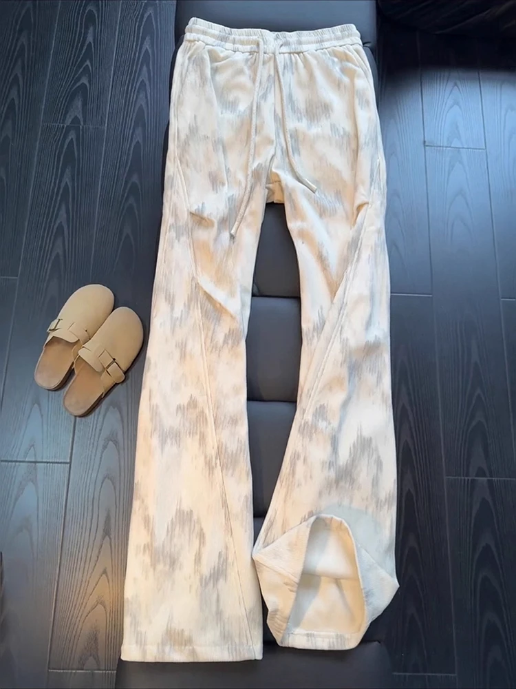 

Мужские вельветовые брюки на флисовой подкладке, утепленные спортивные штаны, модные ретро-брюки в американском стиле с плиссировкой и эффектом окрашивания для осени и зимы