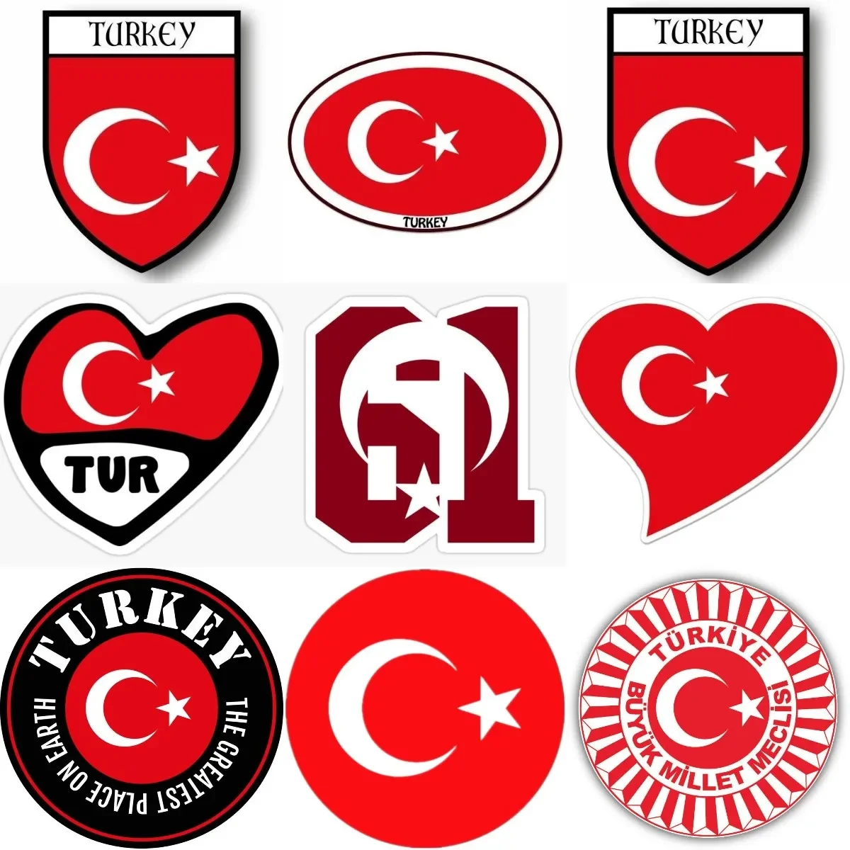 

Creative Türkiye Turkey Flag Badge PVC Sticker for Covered Scratch Decorate Window Motorcycle Car Helmet Fridge Off-road Helmet