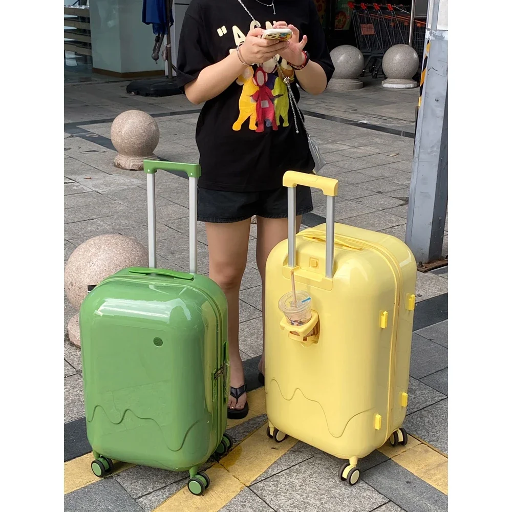 Bremen suitcase trolley case women's 20-inch small and light boarding case student ice cream suitcase dopamine color