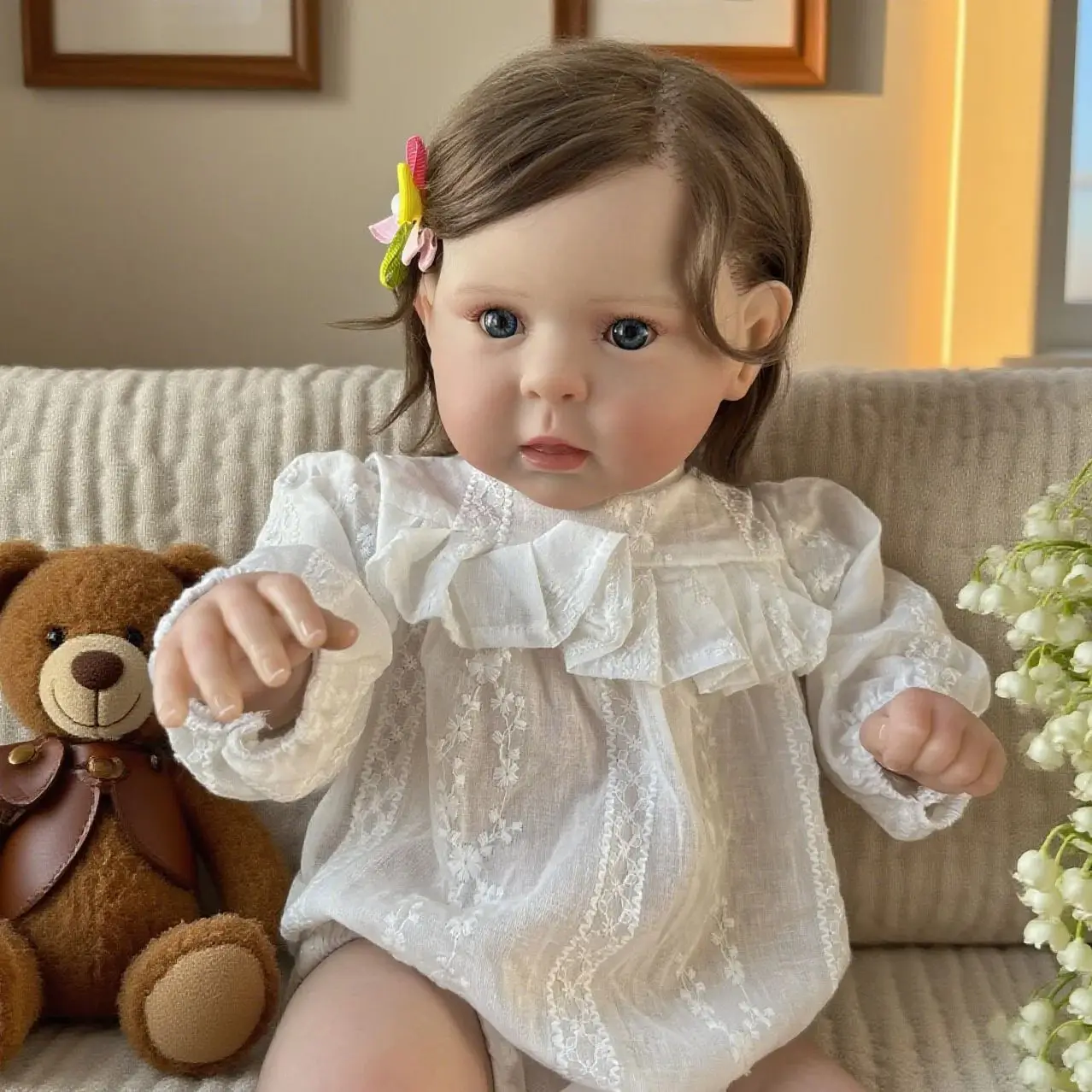 

BZDOLL Cloth Body 50 CM Sweet Reborn Baby Doll For Girl Lifelike 3D Skin Doll with Blood Vessel Princess Toddller Birthday Gift