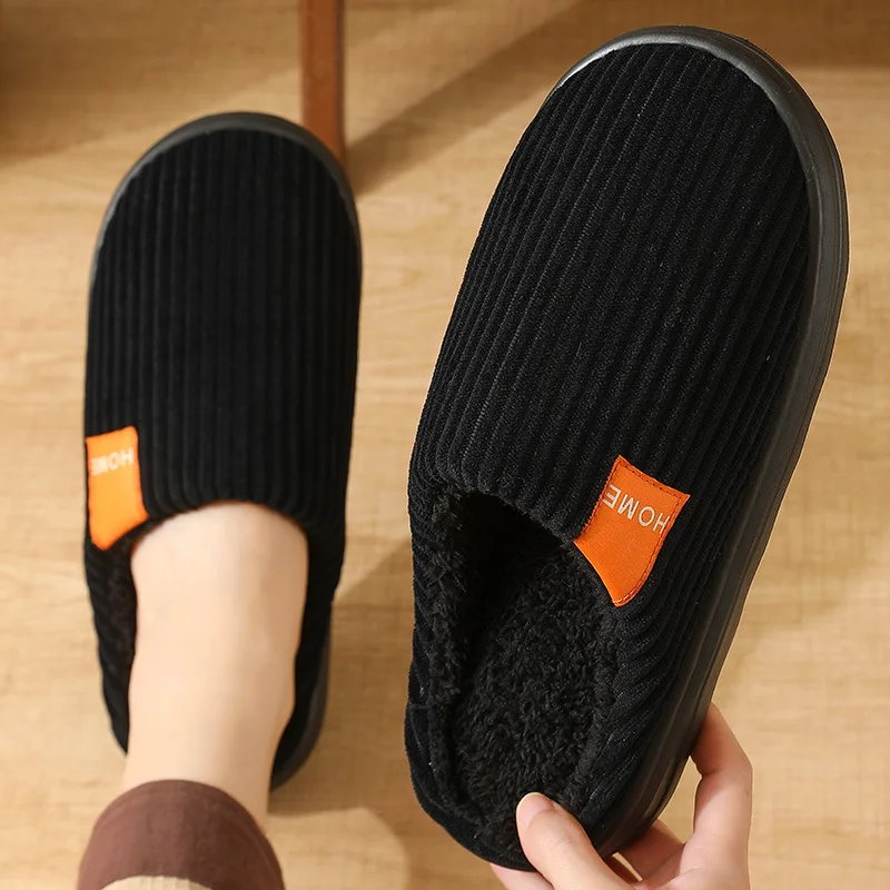 Herren Winter Extra Große Baumwoll-Hausschuhe Bequeme Warme Dicksohlen-Plüsch-Innenschuhe – Detail 17