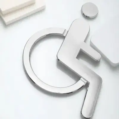

Premium Wheelchair Disabled Toilet Silver High-Grade Easy Install Portable Restroom Sign For Business Use Wheelchair