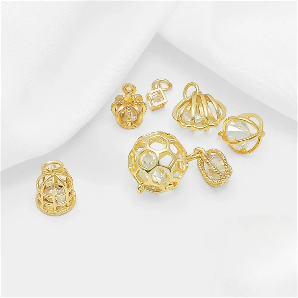 

1pcs 14k Gold Color Large Love Hollow Zircon Flexible 14mm Hanging Ball Diy Jewelry Pendant Bead Pendant Charm Accessories